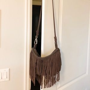 Grey Fringe Crossbody Bag